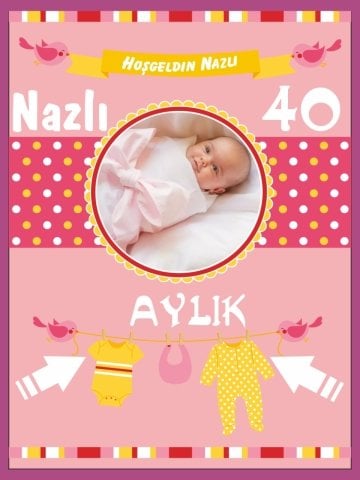 Hoş Geldin  Bebek Aylık Parti Afişi