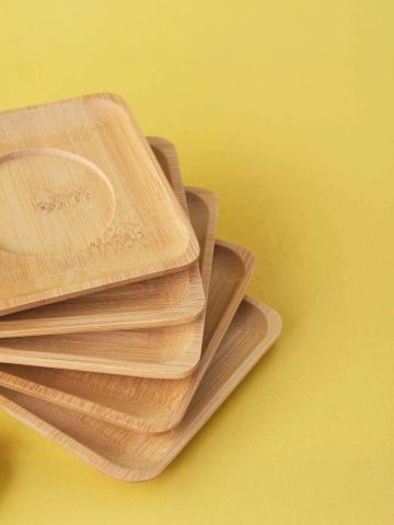 Bambu Kare Çay Tabagı