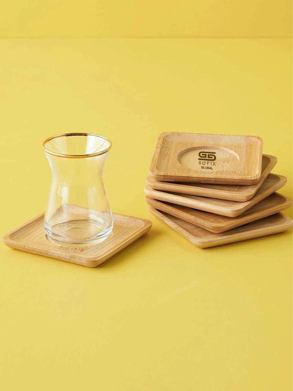 Bambu Kare Çay Tabagı