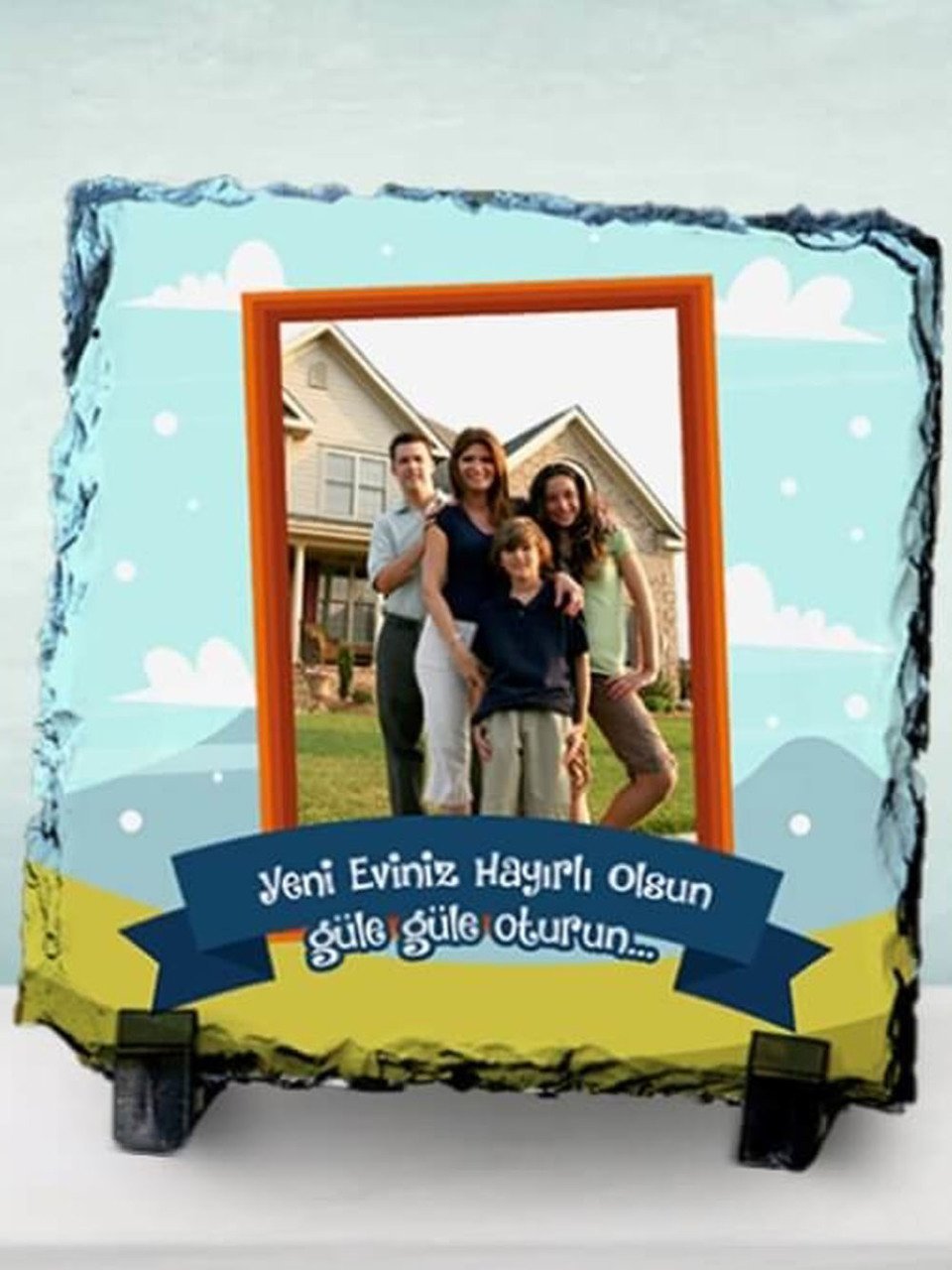 Ev Alan Aile İçin Hediye Taş Baskı