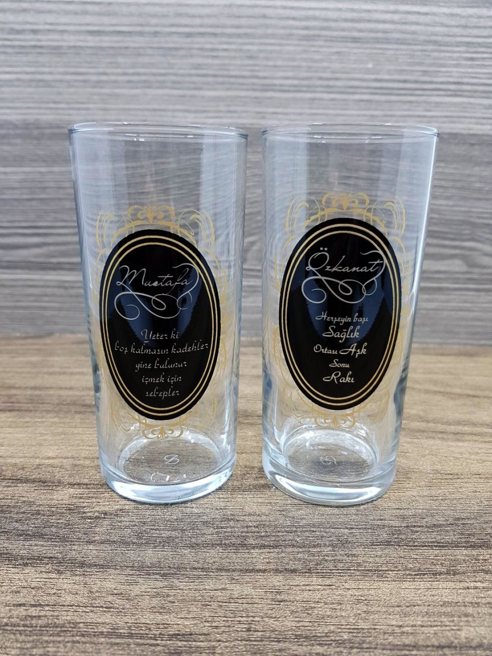 Desenli İsim Kazımalı Rakı Bardağı