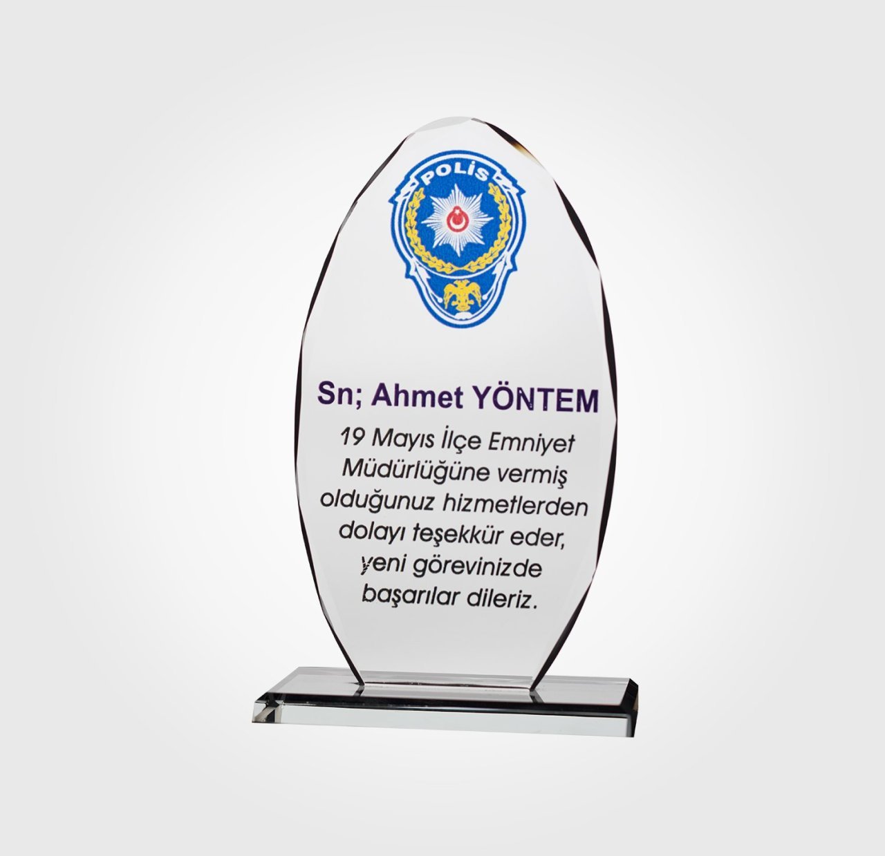 Emniyet Müdürlüğü Kristal Plaket